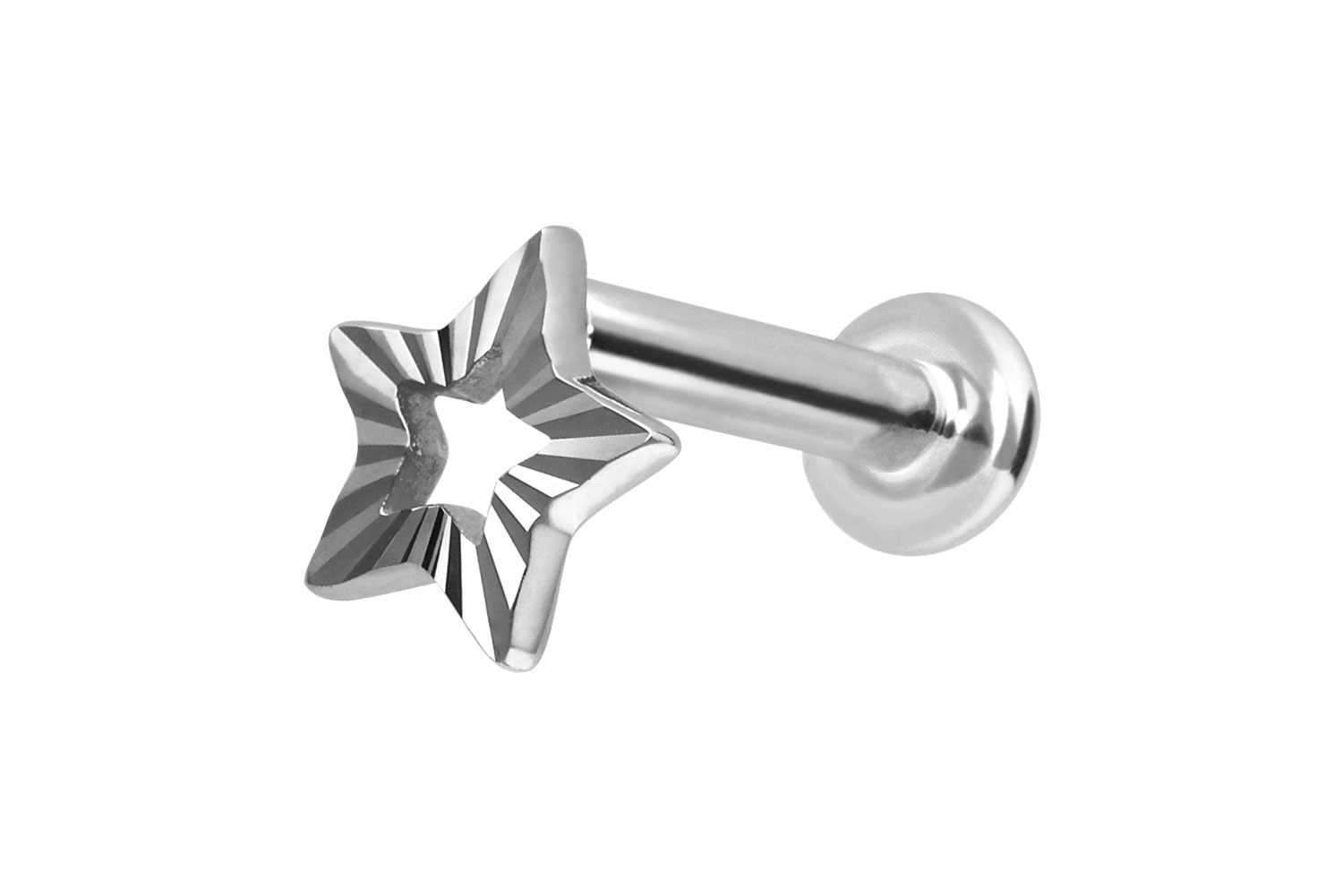 14 Karat Gold Labret Piercing mit Innengewinde STERN